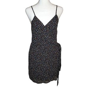 Reformation Black Confetti Troppo Wrap Mini Dress Size M